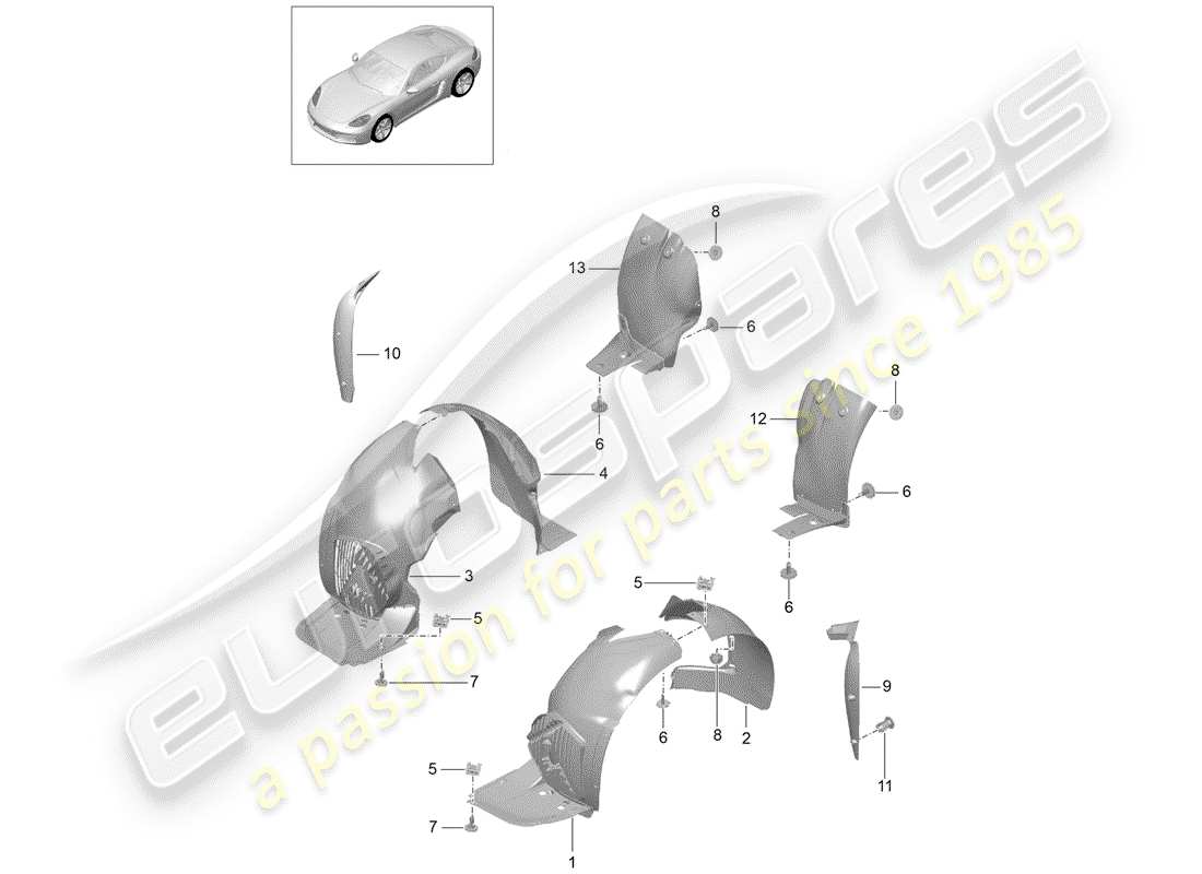 porsche 718 cayman (2017) trims parts diagram