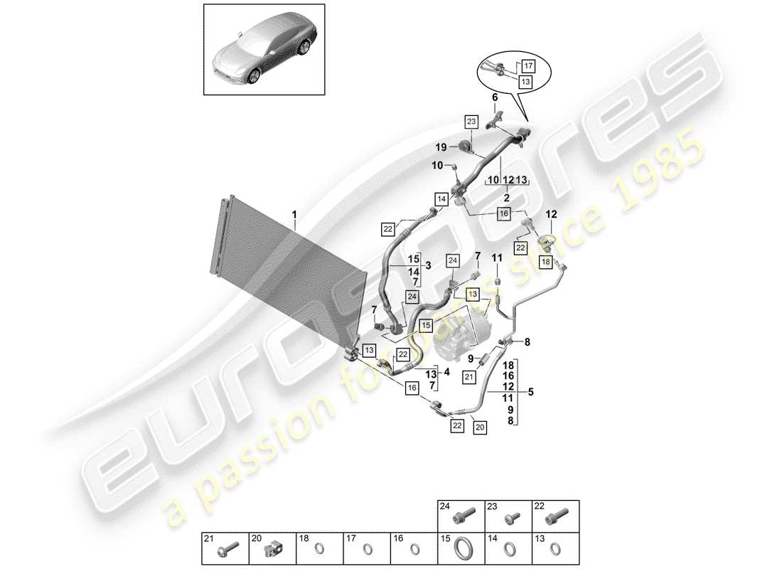 porsche panamera 971 (2020) refrigerant circuit part diagram