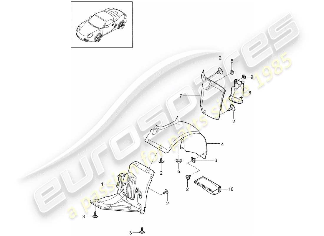 porsche boxster 987 (2009) trims parts diagram