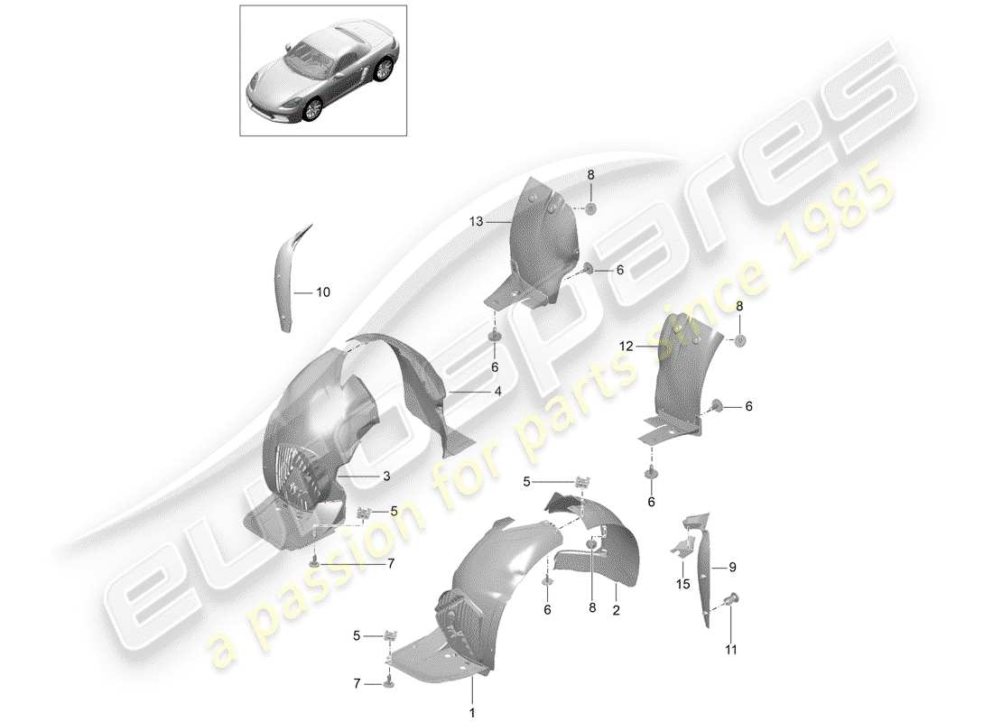 porsche 718 boxster (2020) trims part diagram