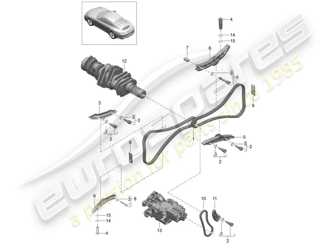 porsche 991 gen. 2 (2019) timing chain part diagram