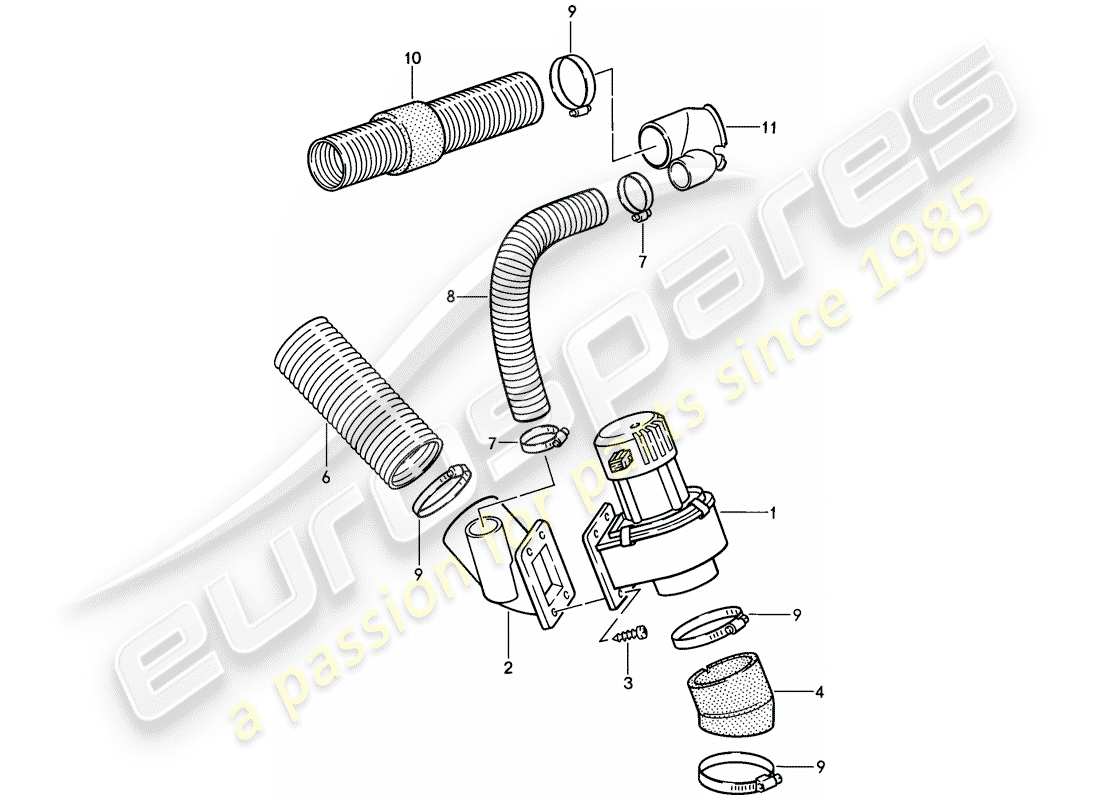 porsche 911 (1989) additional blower - air duct part diagram