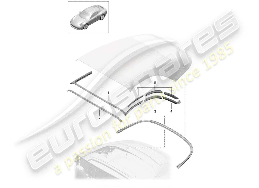 porsche 991 gen. 2 (2019) convertible top part diagram