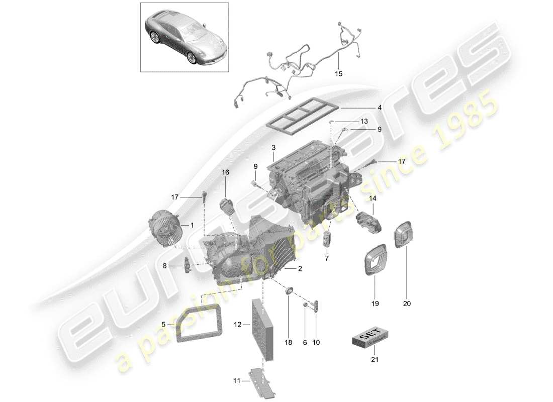 porsche 991 gen. 2 (2019) air conditioner part diagram