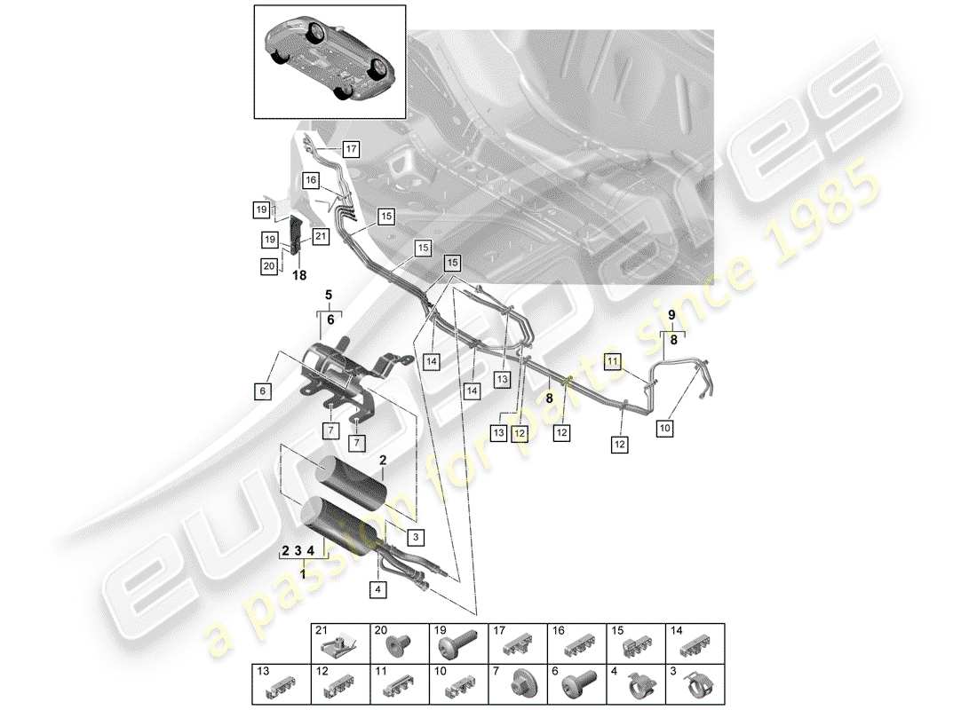 porsche panamera 971 (2017) fuel line parts diagram