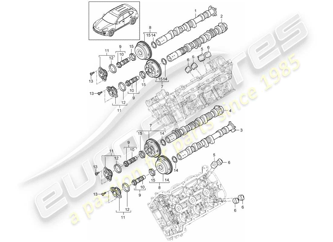 porsche cayenne e2 (2011) camshaft parts diagram