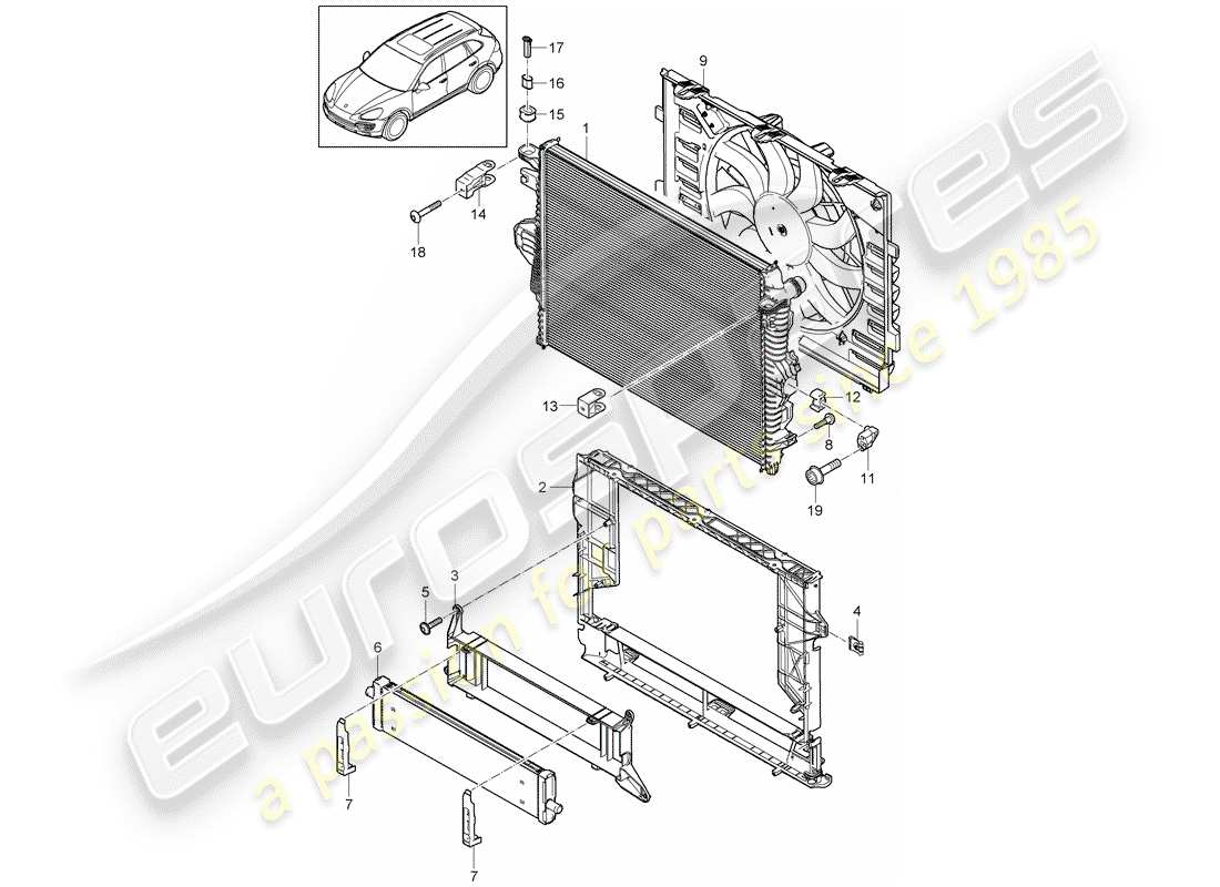 porsche cayenne e2 (2013) water cooling 3 part diagram