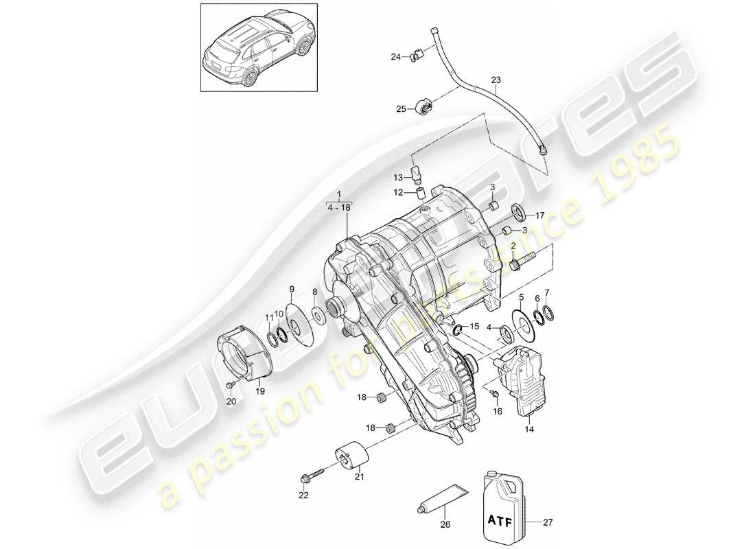 porsche cayenne e2 (2013) transfer box part diagram