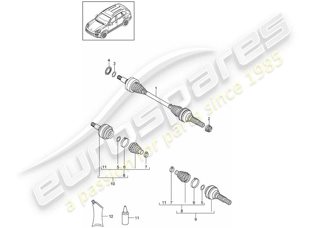 porsche cayenne e2 (2013) drive shaft part diagram