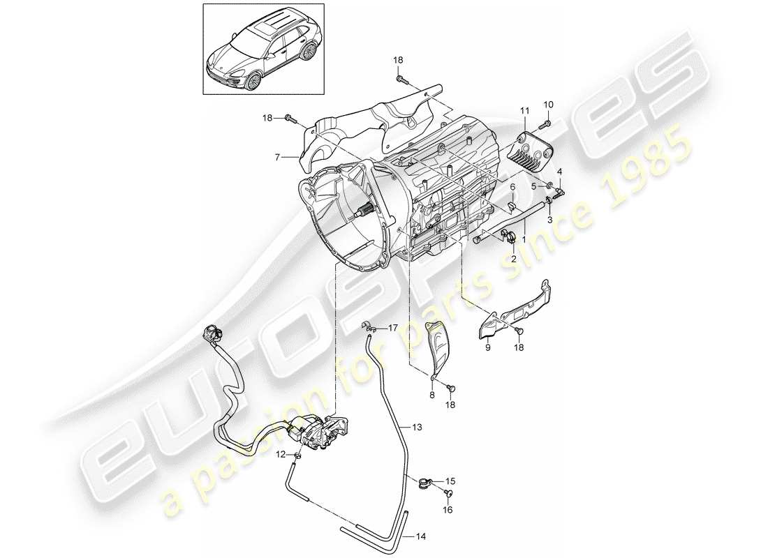 porsche cayenne e2 (2016) 8-speed automatic gearbox part diagram