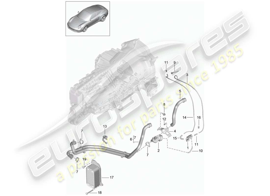 porsche 991 (2013) manual gearbox parts diagram