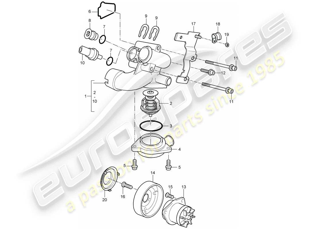 porsche cayenne (2004) water pump part diagram