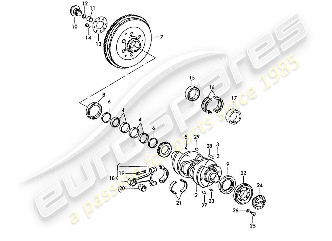 porsche 356b/356c (1961) crankshaft part diagram