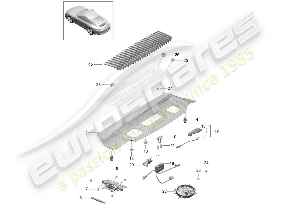 porsche 991 gen. 2 (2019) cover part diagram