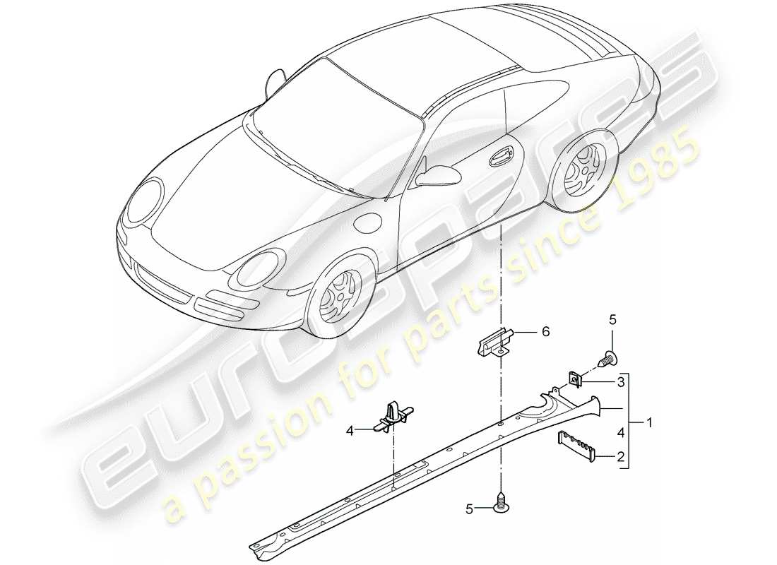 porsche 997 (2007) side member trim parts diagram