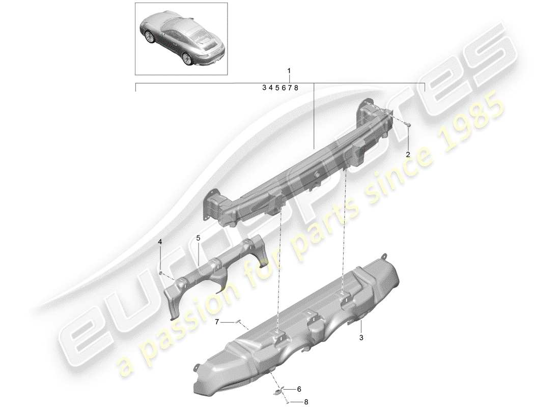 porsche 991 gen. 2 (2017) bumper bracket parts diagram