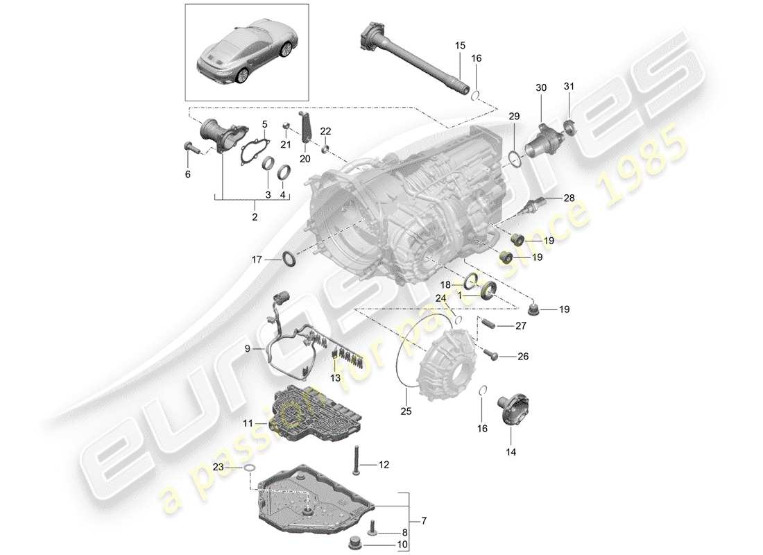 porsche 991 t/gt2rs - pdk - part diagram