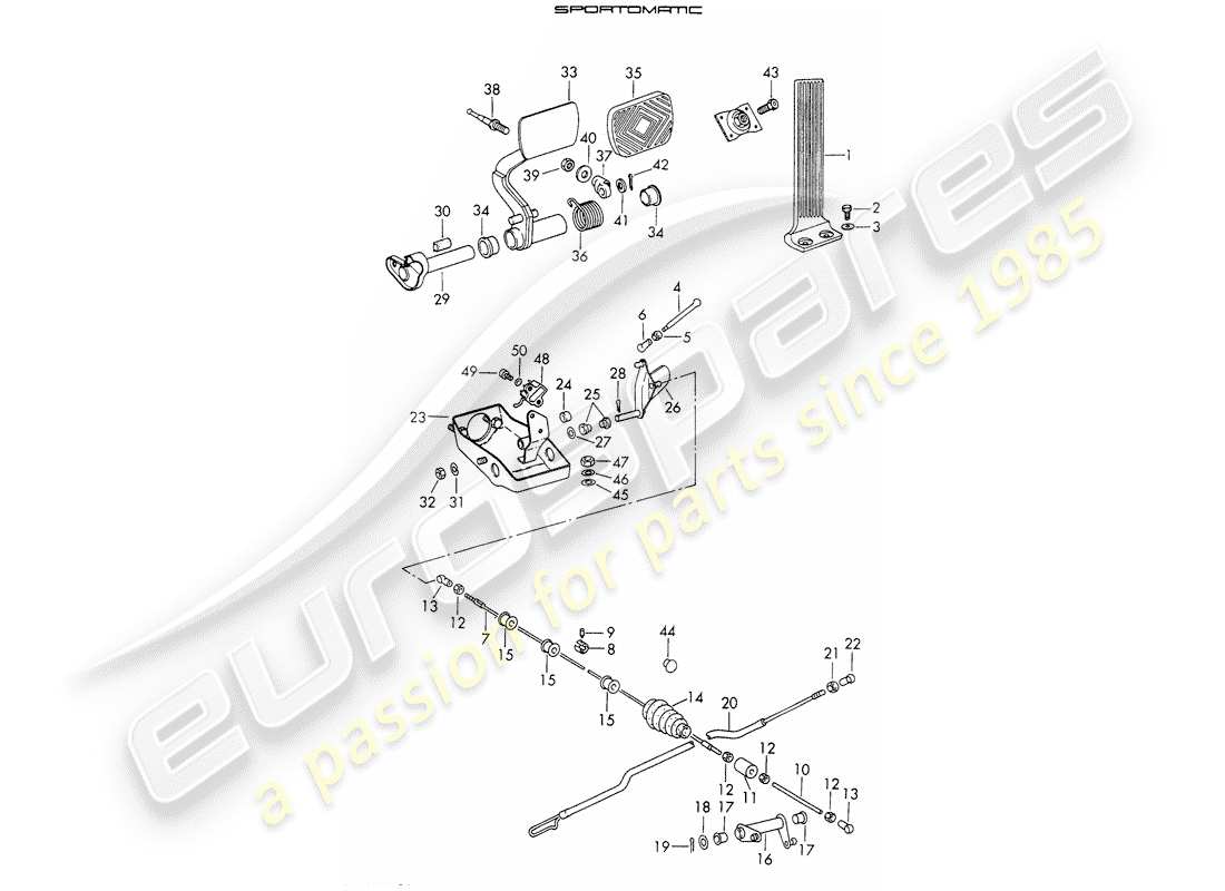 porsche 911 (1973) pedals part diagram