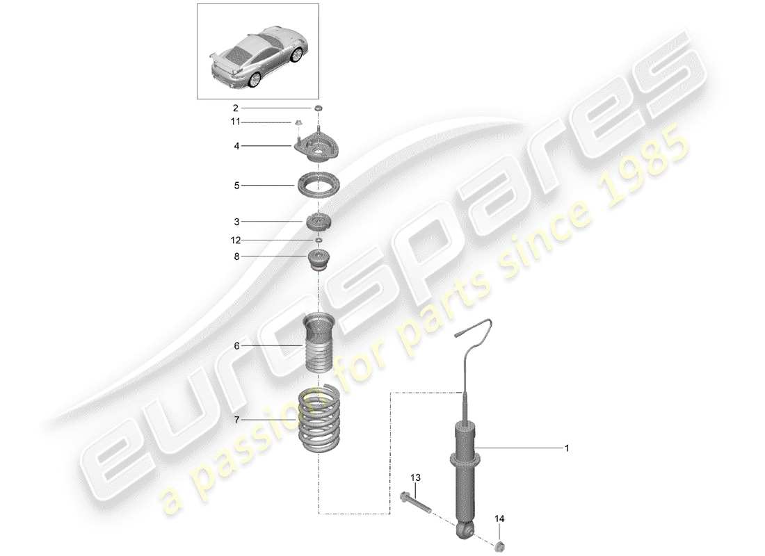 porsche 991 turbo (2019) shock absorber parts diagram