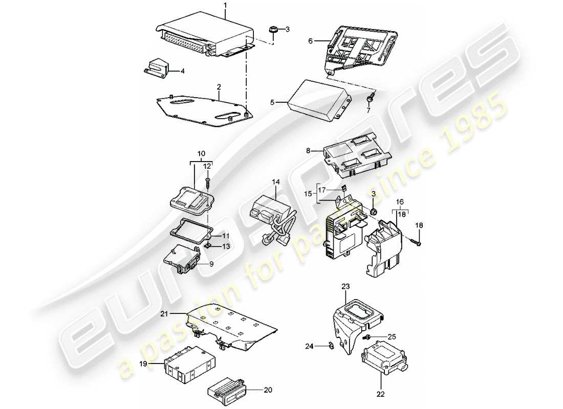 porsche boxster 987 (2006) control units parts diagram