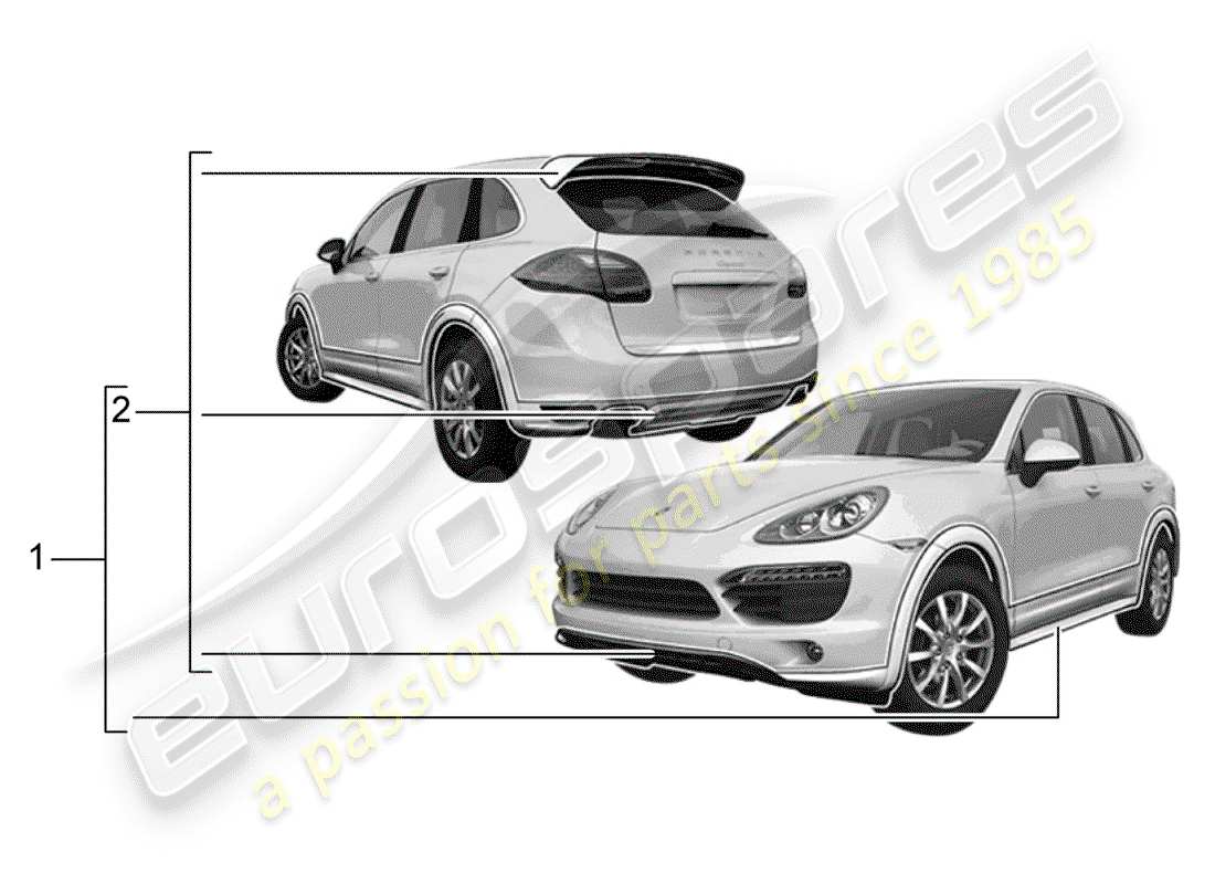 porsche tequipment cayenne (2019) sport design package part diagram