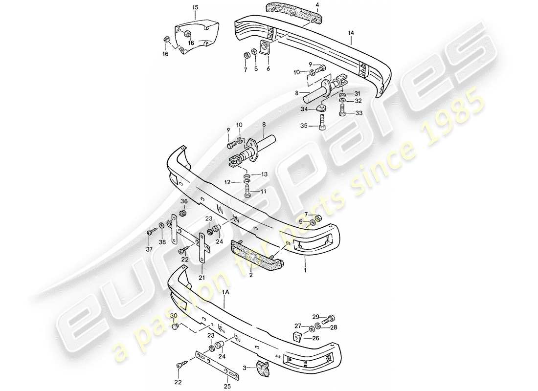 porsche 944 (1989) bumper - with: - buffer part diagram