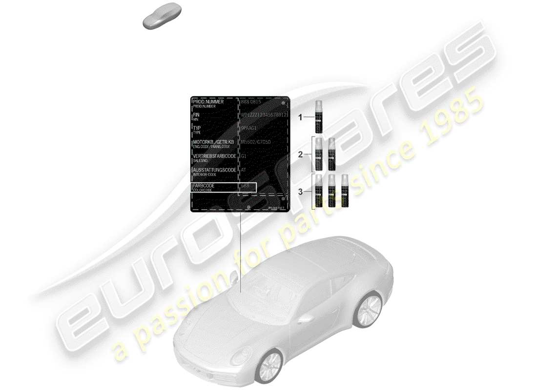 porsche 992 (2020) paint touch-up stick part diagram