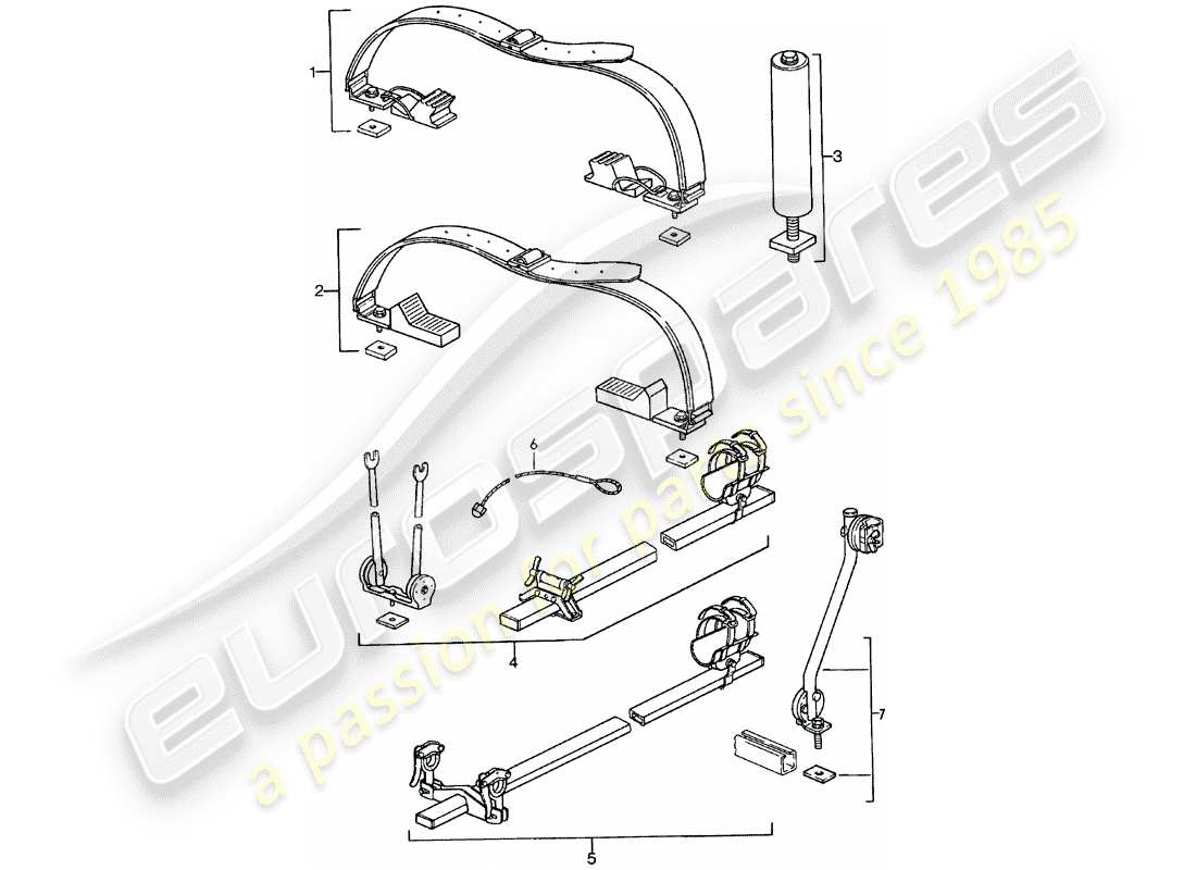 porsche 911 (1983) roof transport system - - 2 - parts diagram