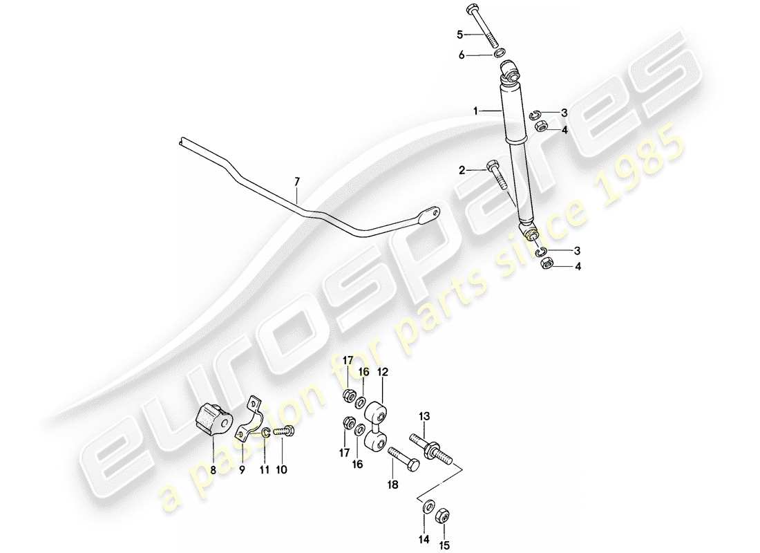 porsche 944 (1984) vibration damper - stabilizer parts diagram