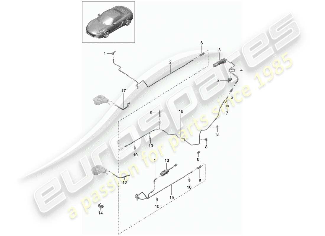 porsche boxster 981 (2012) clutch actuation part diagram