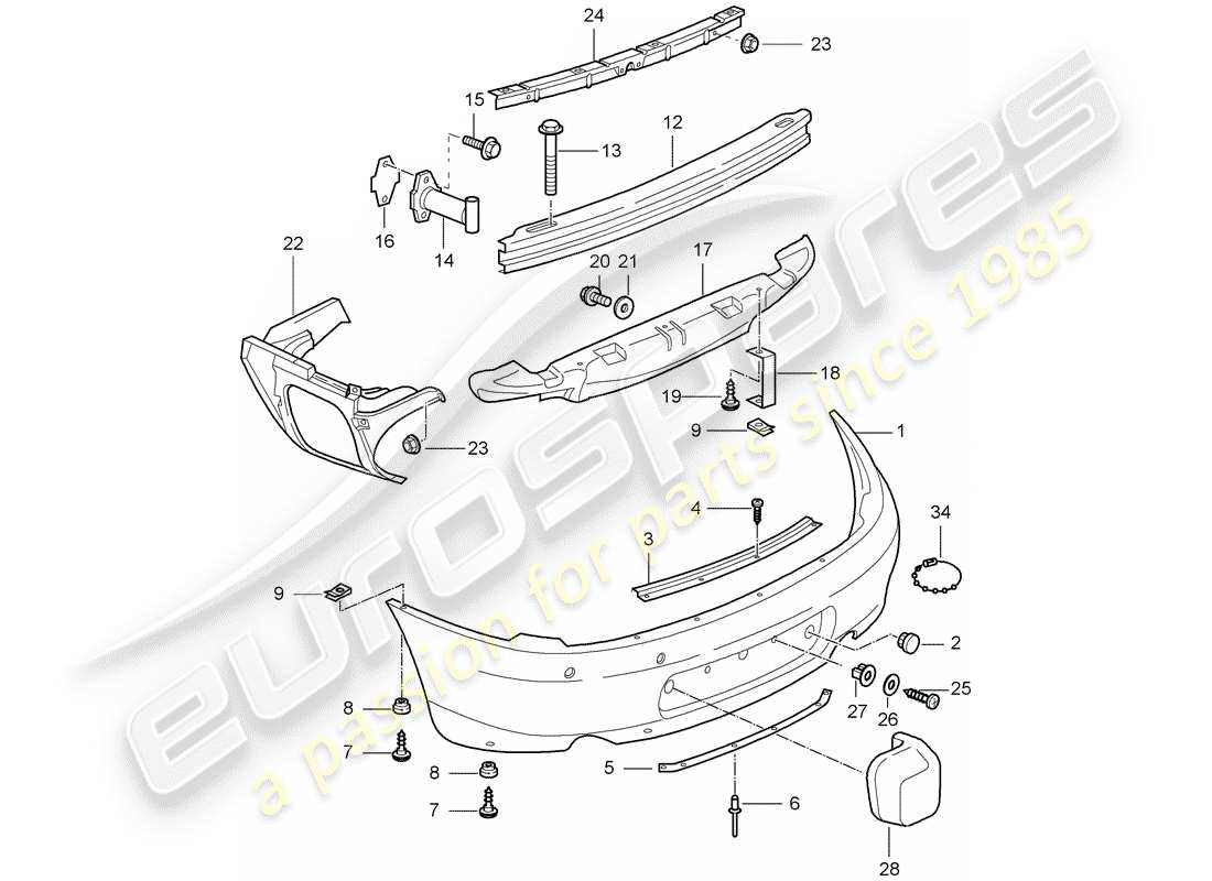 porsche 996 gt3 (2001) bumper part diagram