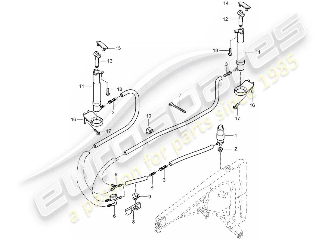 porsche cayenne (2009) headlight washer system part diagram