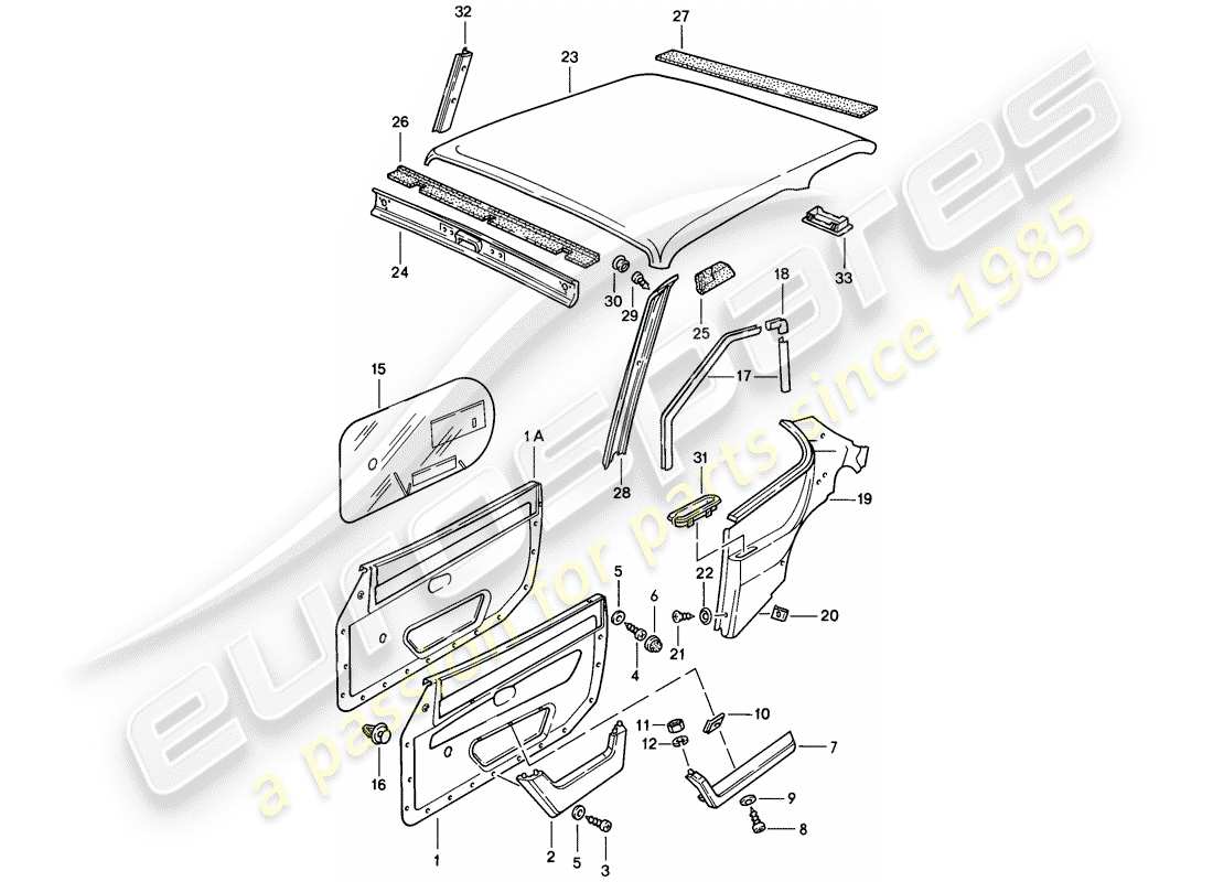 porsche 924 (1976) trims parts diagram