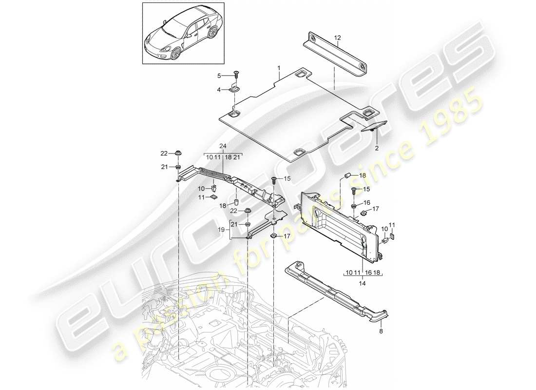 porsche panamera 970 (2016) trims part diagram