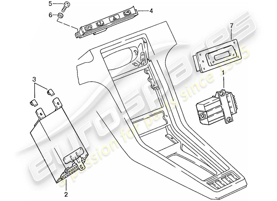 porsche 928 (1990) central indicator parts diagram