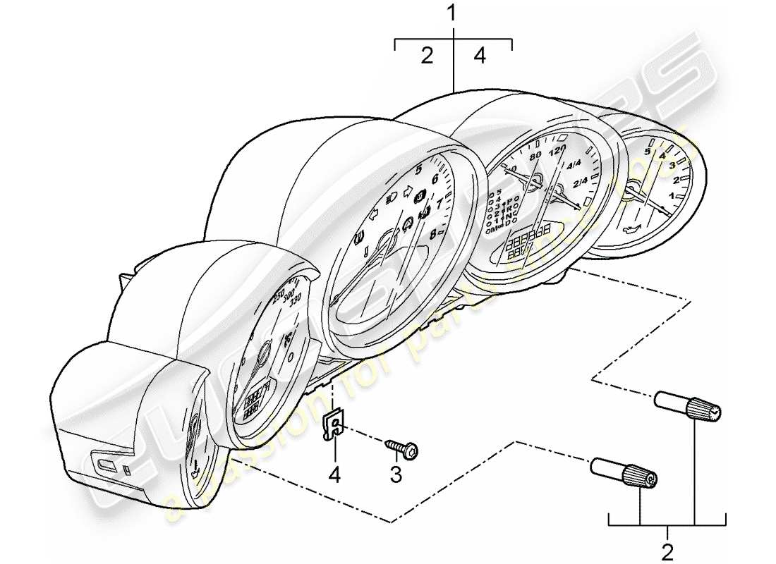 porsche 997 t/gt2 (2009) instruments parts diagram