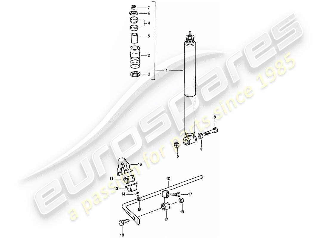 porsche 911 (1983) vibration damper - stabilizer parts diagram