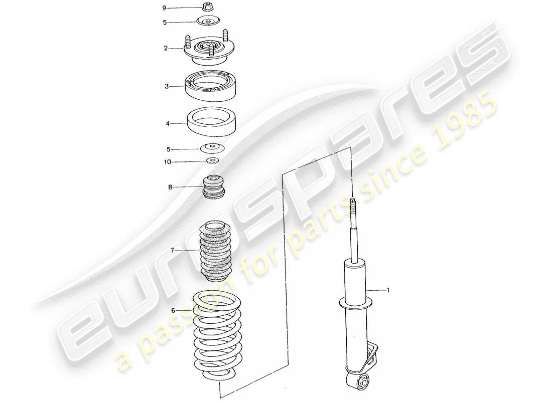 porsche 996 t/gt2 (2005) shock absorber - coil spring parts diagram