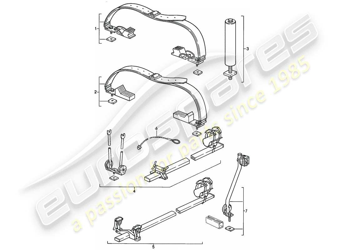 porsche 911 (1985) roof transport system part diagram