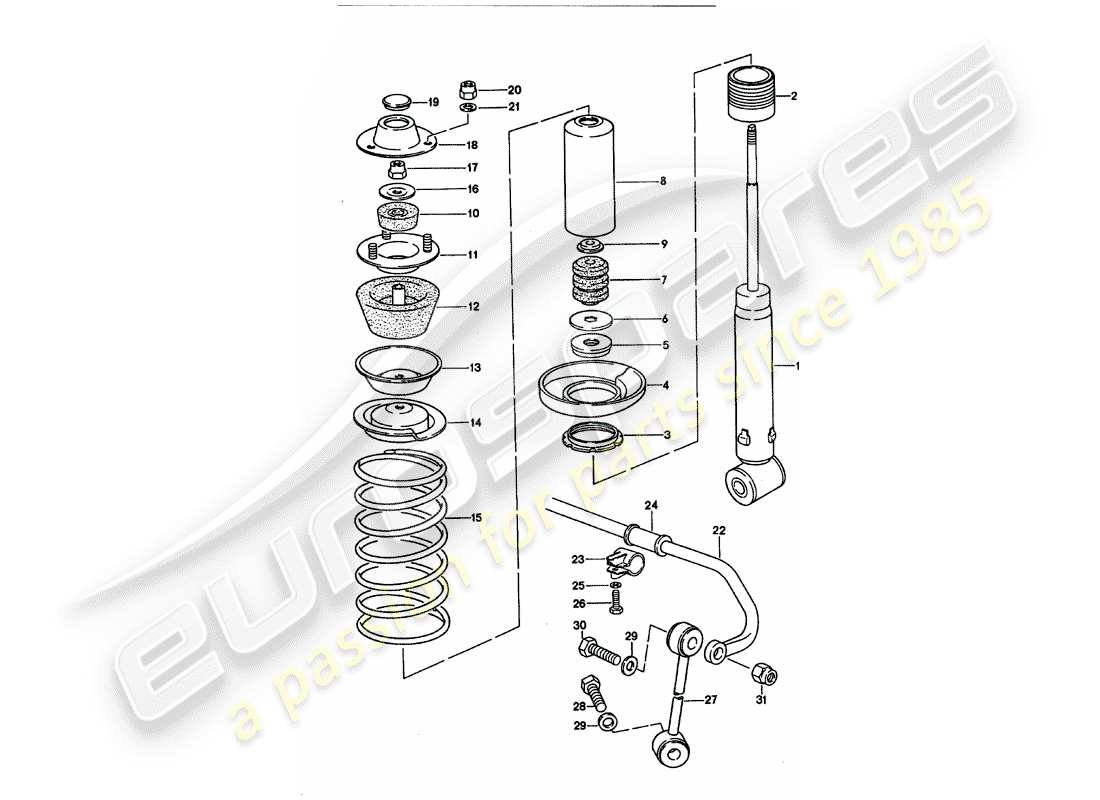 porsche 928 (1993) suspension - stabilizer part diagram