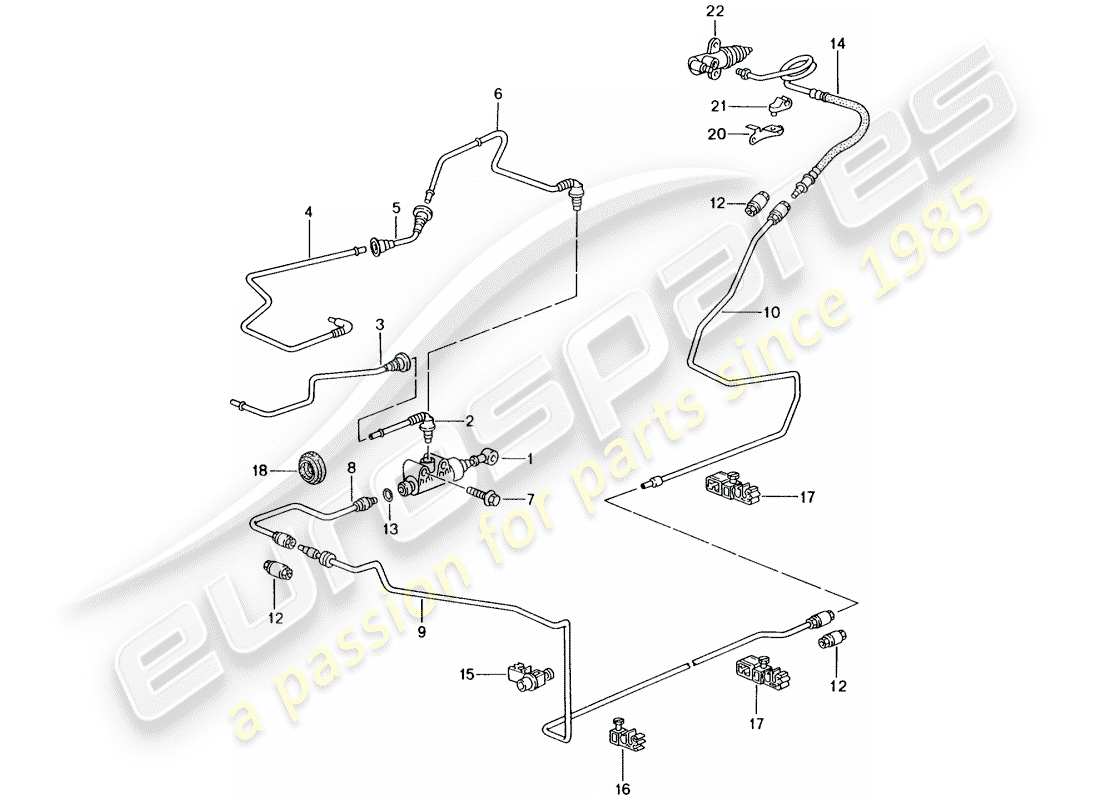 porsche 996 gt3 (2001) hydraulic clutch - operation - clutch master cylinder - hydraulic clutch pipe part diagram