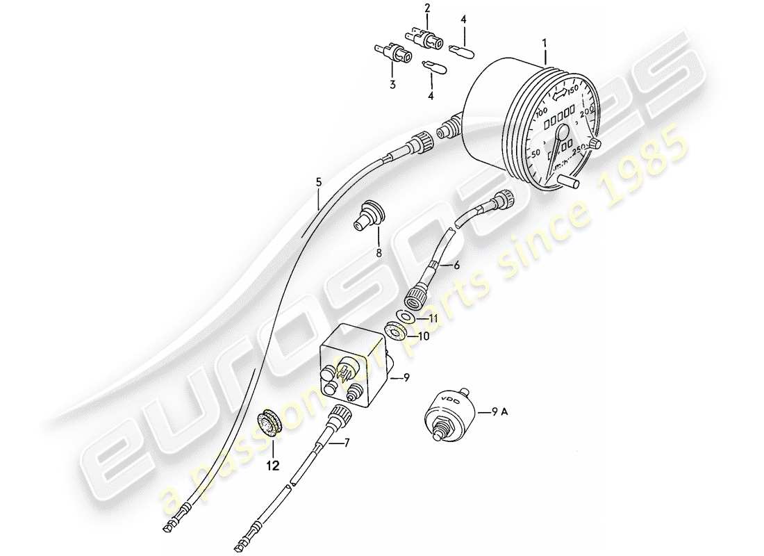 porsche 924 (1977) speedometer - d >> - mj 1978 parts diagram