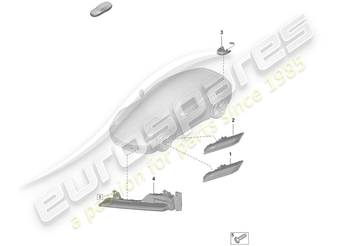 porsche 2019 turn signal repeater part diagram