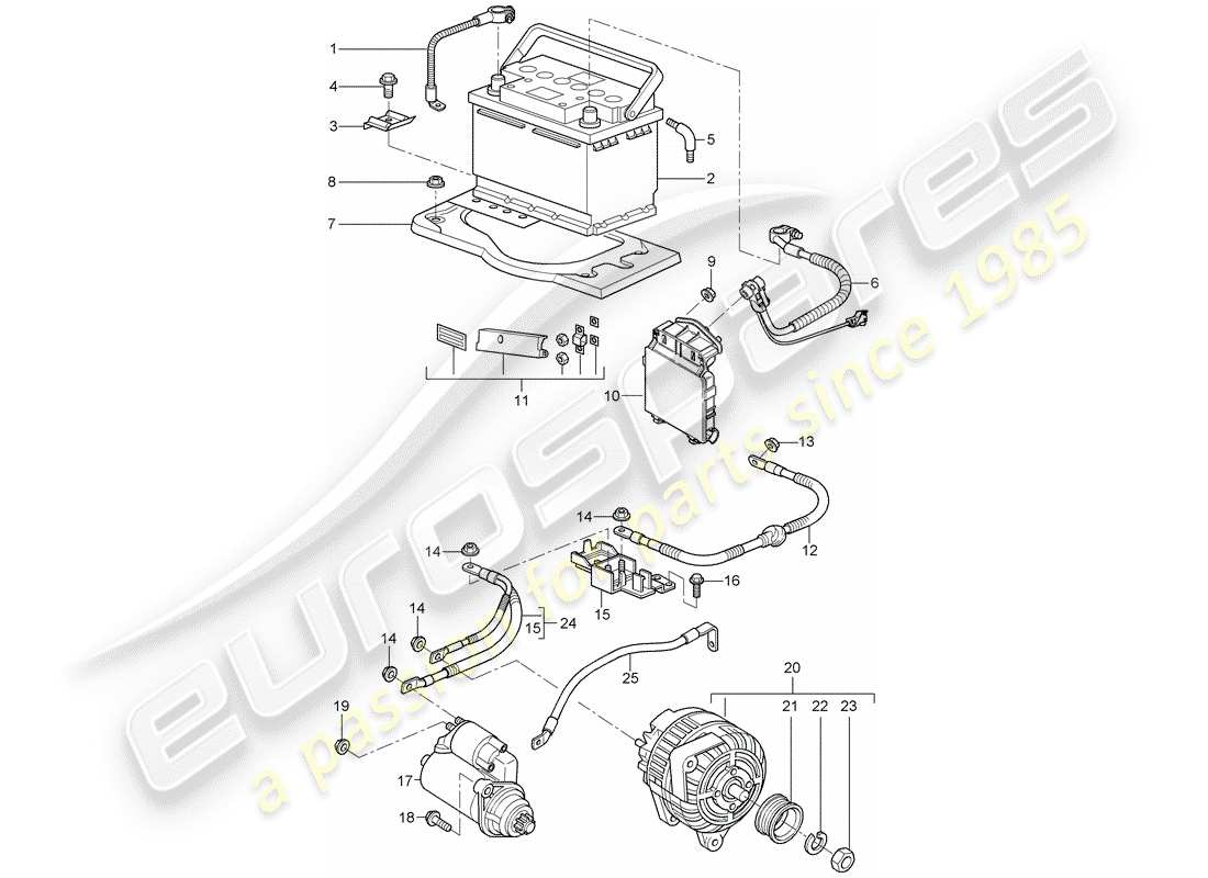 porsche cayman 987 (2006) battery part diagram