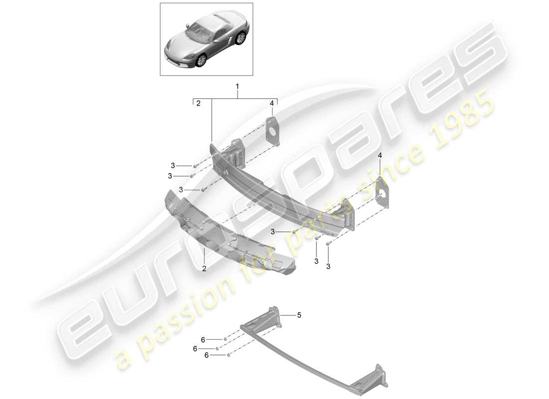 porsche 718 boxster (2019) bumper bracket part diagram