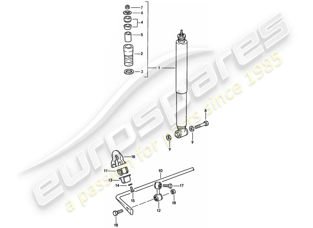 porsche 1986 (911) vibration damper - stabilizer parts diagram