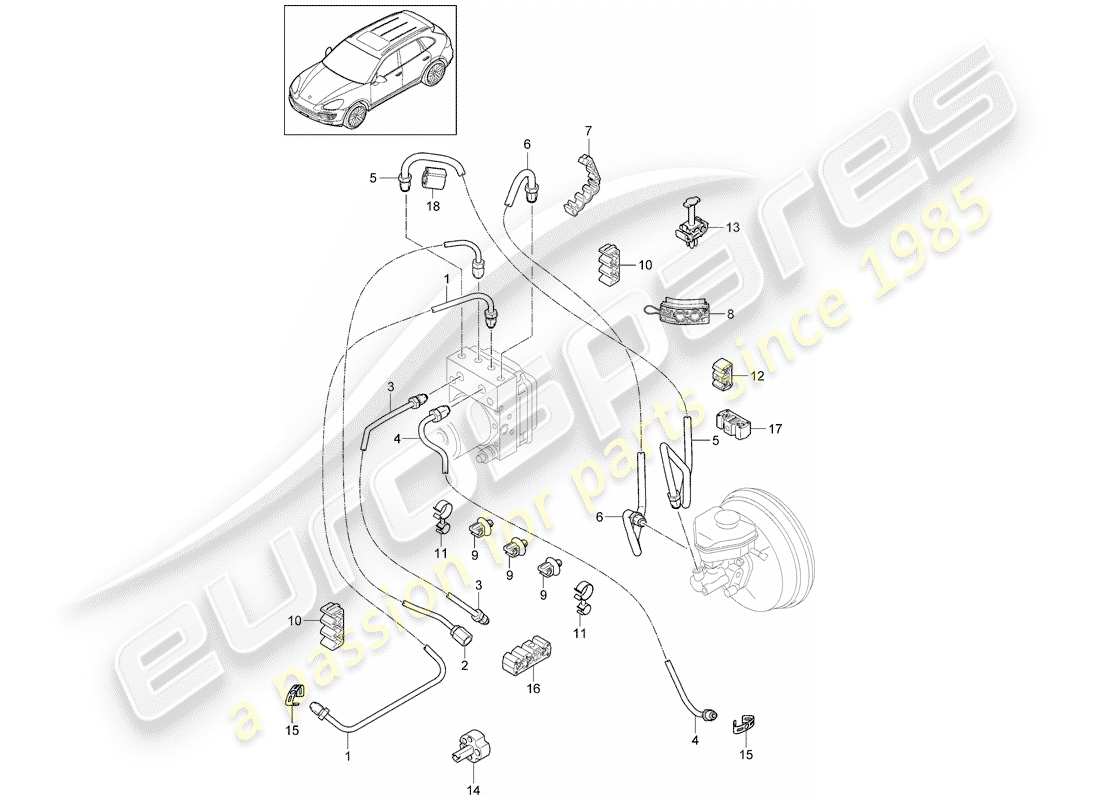 porsche cayenne e2 (2013) brake lines part diagram