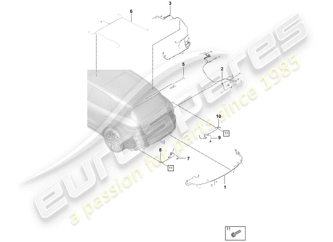 porsche cayenne e3 (2019) wiring harnesses part diagram