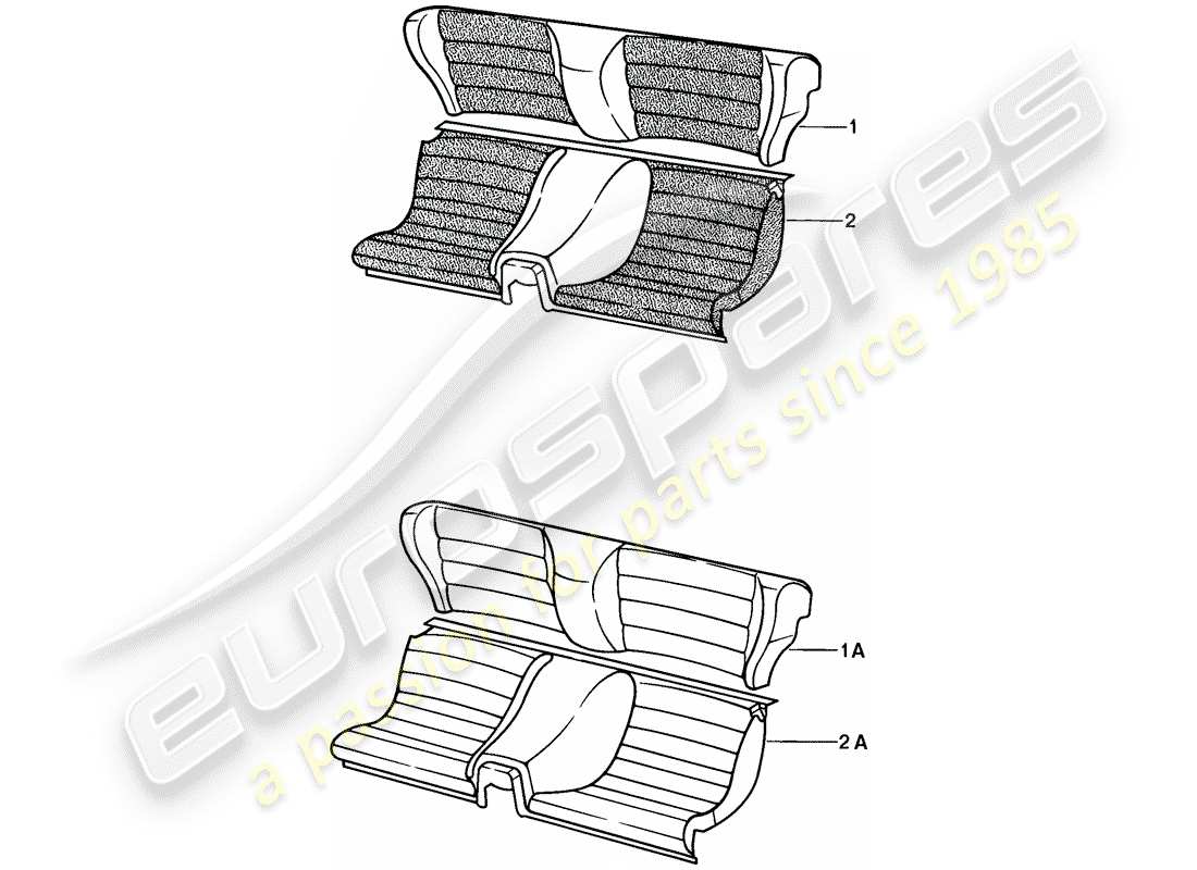 porsche 924 (1976) emergency seat - complete parts diagram