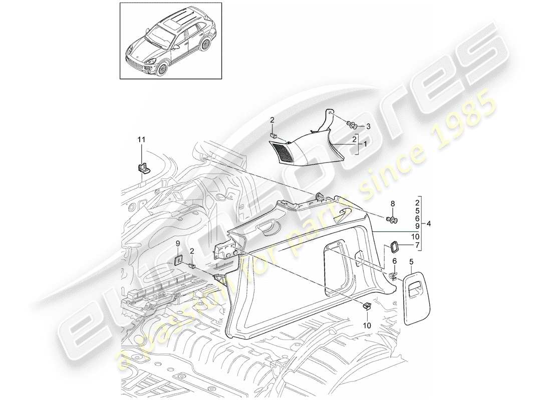 porsche cayenne e2 (2013) lining part diagram